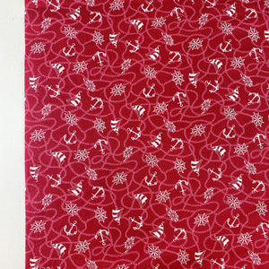 Anchor Ships wheel & Sail White on Red