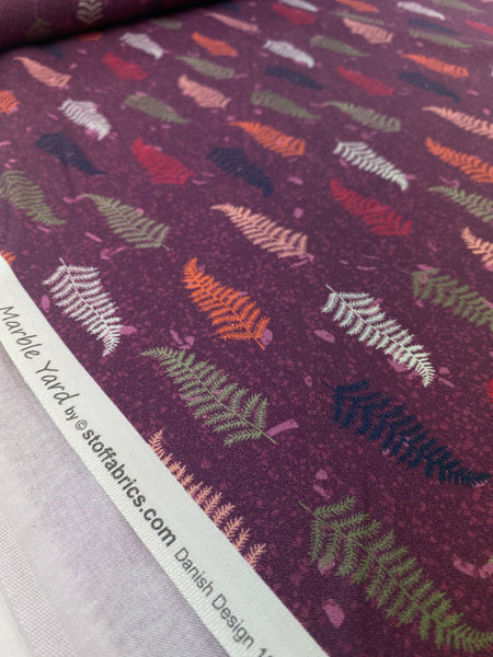 Cotton Poplin Print Floral Marble Yard By Stoffabrics.com Danish Design Printed in Japan Pine Tree Leaf 