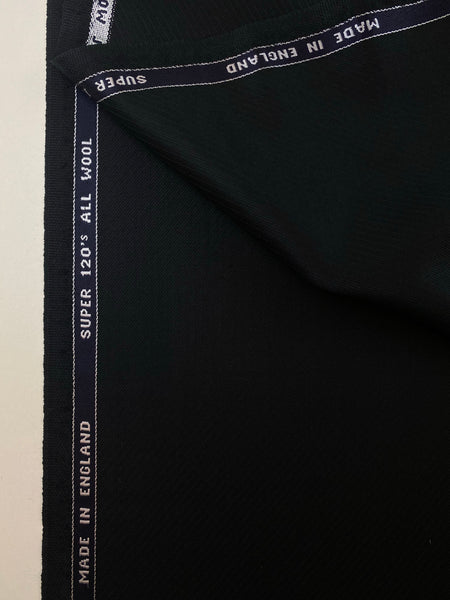 Jet Black Tuxedo Super 120s  Wool Luxury Twill Weave Made in England