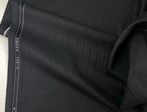 Super 110s Merino Wool Made in Italy by Reda 1865 Black Self Line
