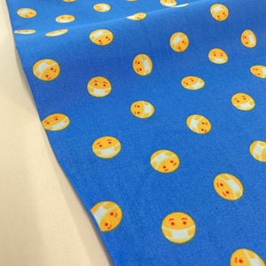 Cotton Poplin Printed Face Mask Emoji Fun on Light Blue Fabric