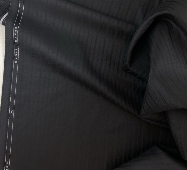 Super 110s Merino Wool Made in Italy by Reda 1865 Black Self Line